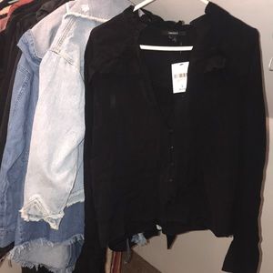 Brand new long sleeve button up v neck